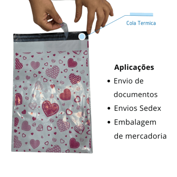 Envelope de Segurança Decorado 26x36  Branca com Corações
